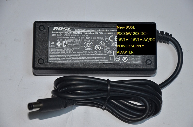 100% Brand New BOSE PSC36W-208 DC+18V1A -18V1A DC100-240V 50/60HZ AC/DC POWER SUPPLY ADAPTER